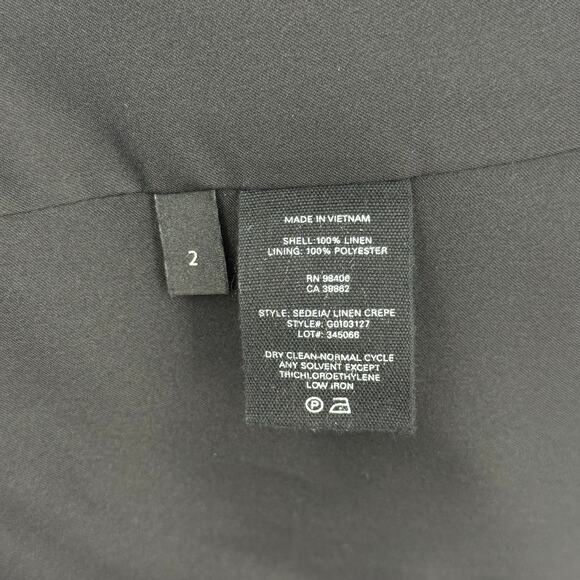 Theory Sedeia Gray Linen Crepe Vest Womens Size 2  Open Front Black White Boucle - Picture 8 of 8